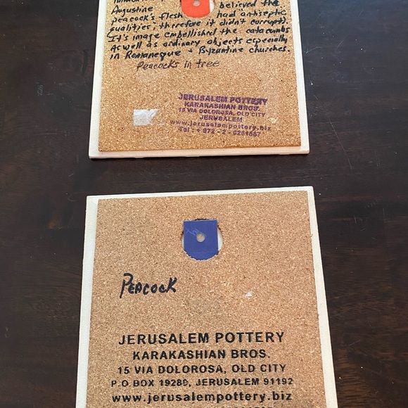 2 Vintage peacock decorative tiles (2) from Jerusalem Pottery - Picture 4 of 6